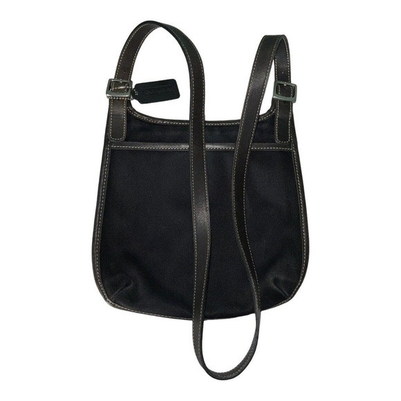 Coach Vintage Canvas Twill Flap Crossbody Shoulder Bag Purse Black/Brown Trim - Picture 1 of 16